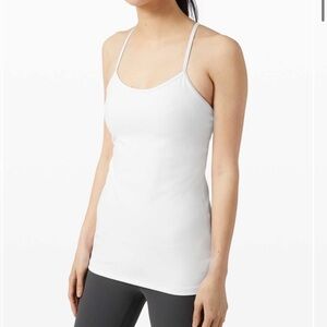 Lululemon Power Y Tank Top in White with built in bra size 8